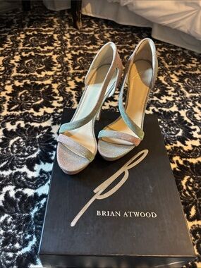 Brian Atwood Iridescent Pastel Multicolor Strap Heels